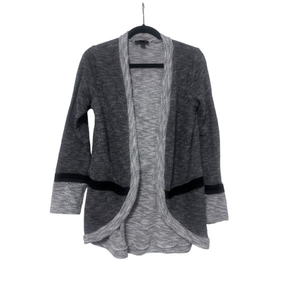 AB Studio Cardigan Sweater Gray Open Front‎ Mm Made USA Lightweight Minimalist